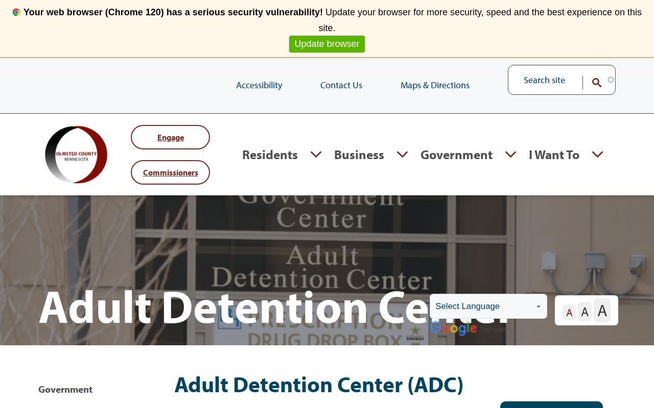 Olmsted County Adult Detention Center official booking information
