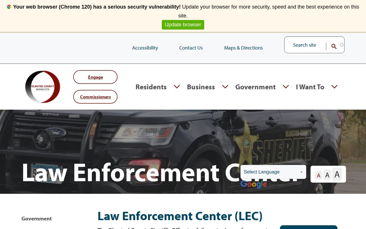Olmsted County Law Enforcement Center contract law enforcement information